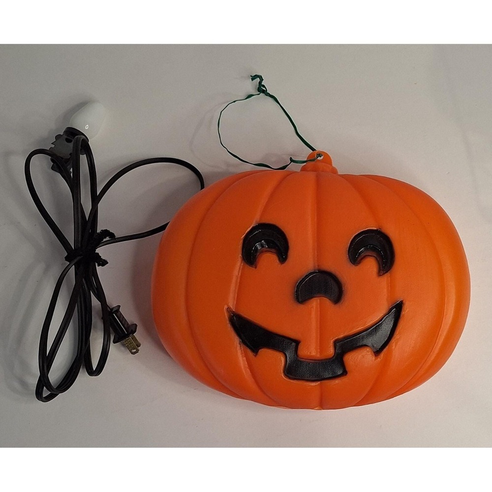 Vtg Halloween Hanging Standing Blow Mold Pumpkin Light